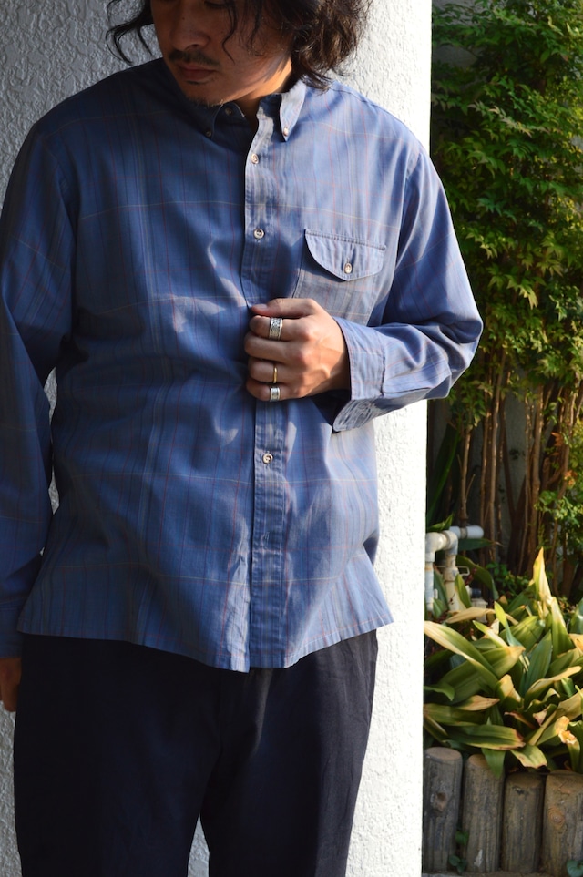 Peter ENGLAND 1990's From UK Multi Plaid Check Cotton Voile Old Shirt PolyBlend 90s euro コットンボイルシャツ
