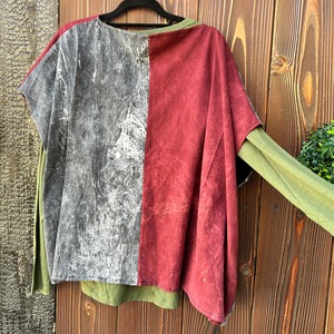 コットンバイカラーポンチョ