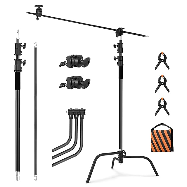 NEEWER Cスタンド 110-186cm 回転キャスター付き 写真用ライトスタンド