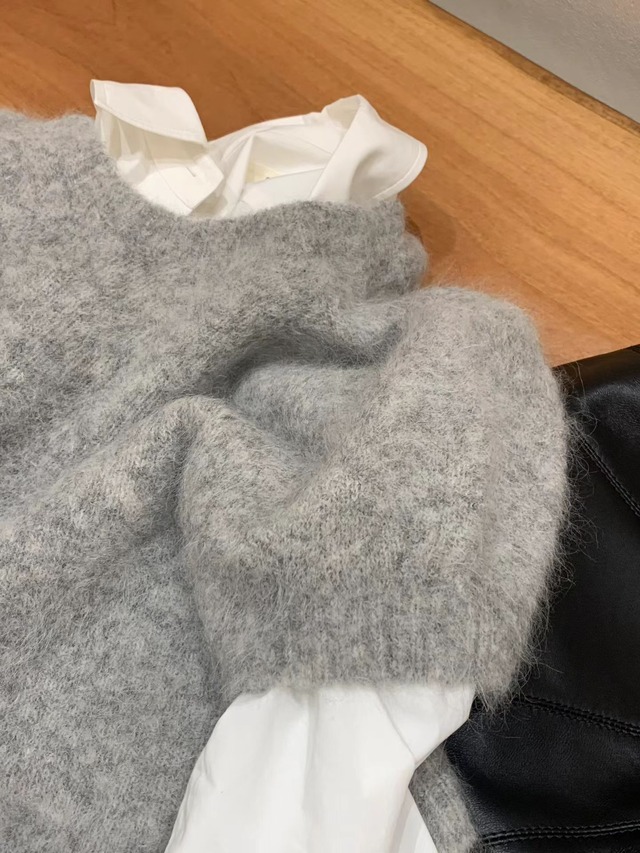 (OUNCE) cloud half knit / 2color