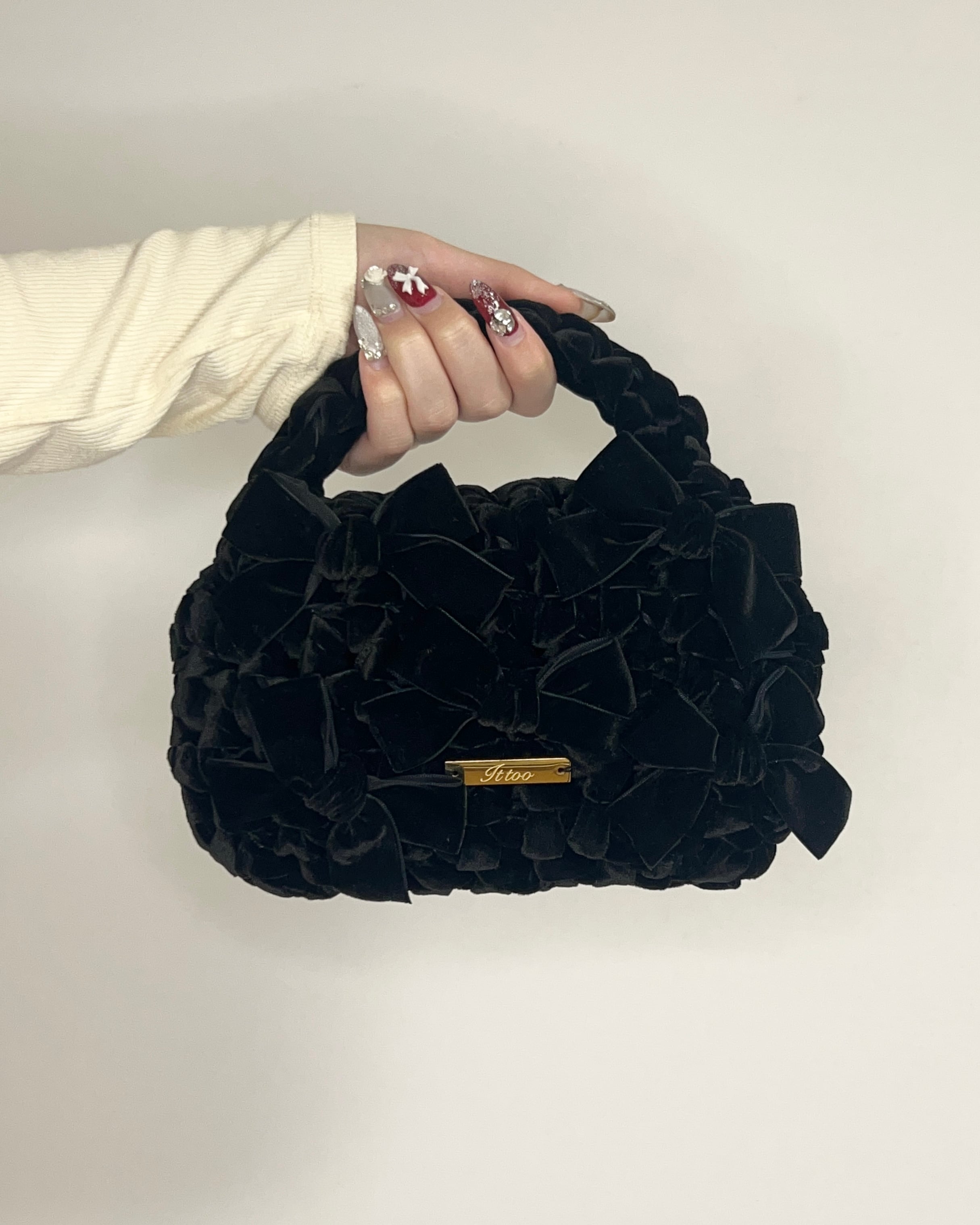 Velvet Ribbon Bag 【Mini size】black