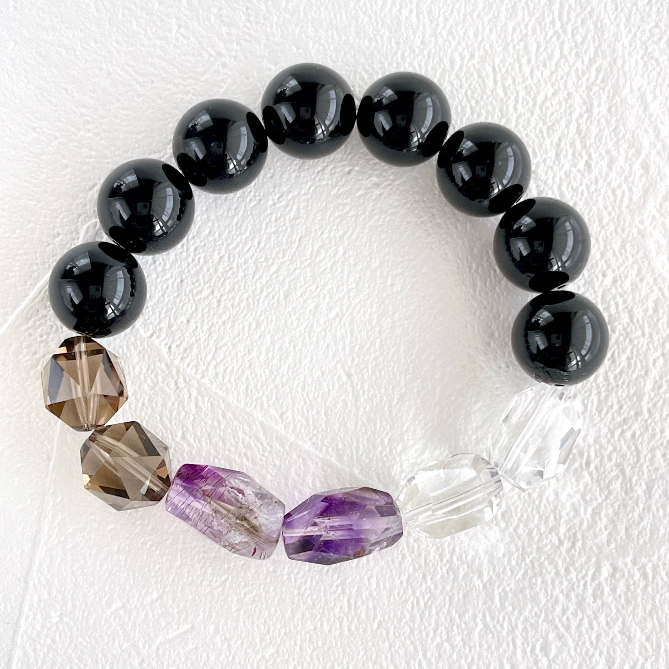 透明から漆黒へ✧モリオン12mm スーパーセブン グラデーションお守り