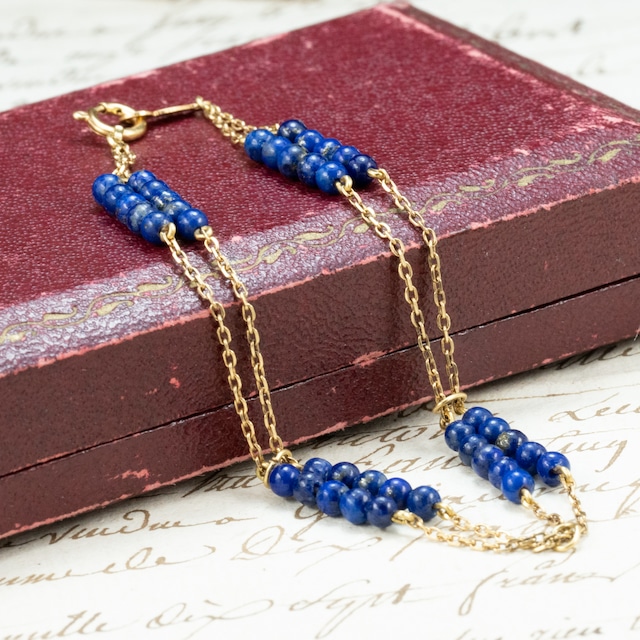 ラピスラズリ ブレスレット K18 ヴィンテージ レトロデザイン 18cm MOBT00033