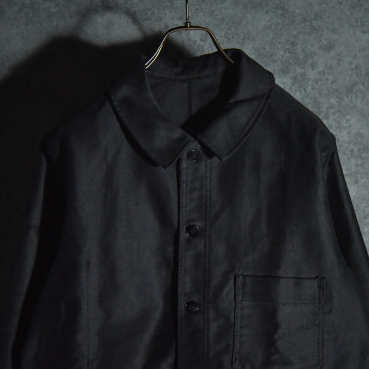 DEAD STOCK】60s MAXIMUM VILLEFRANCHE BLACK MOLESKIN French DEAD STOCK】60s MAXIMUM VILLEFRANCHE BLACK MOLESKIN French