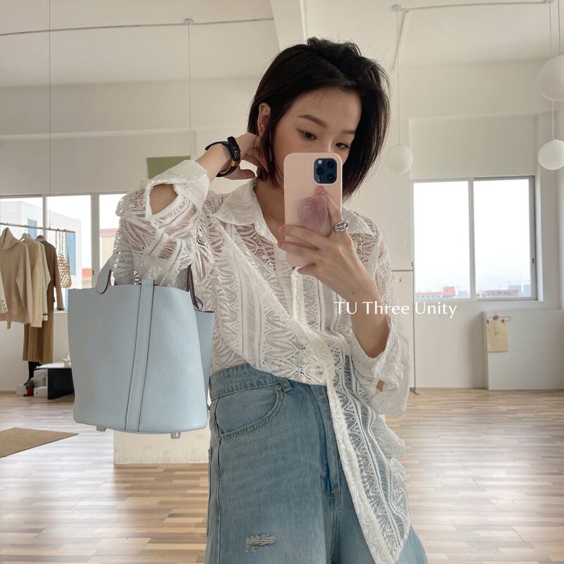 スタンダードレースシャツ スプリング長袖スリーブトップス レディース ロング レトロ 春物 ビッグFスモールZ韓国13608211787