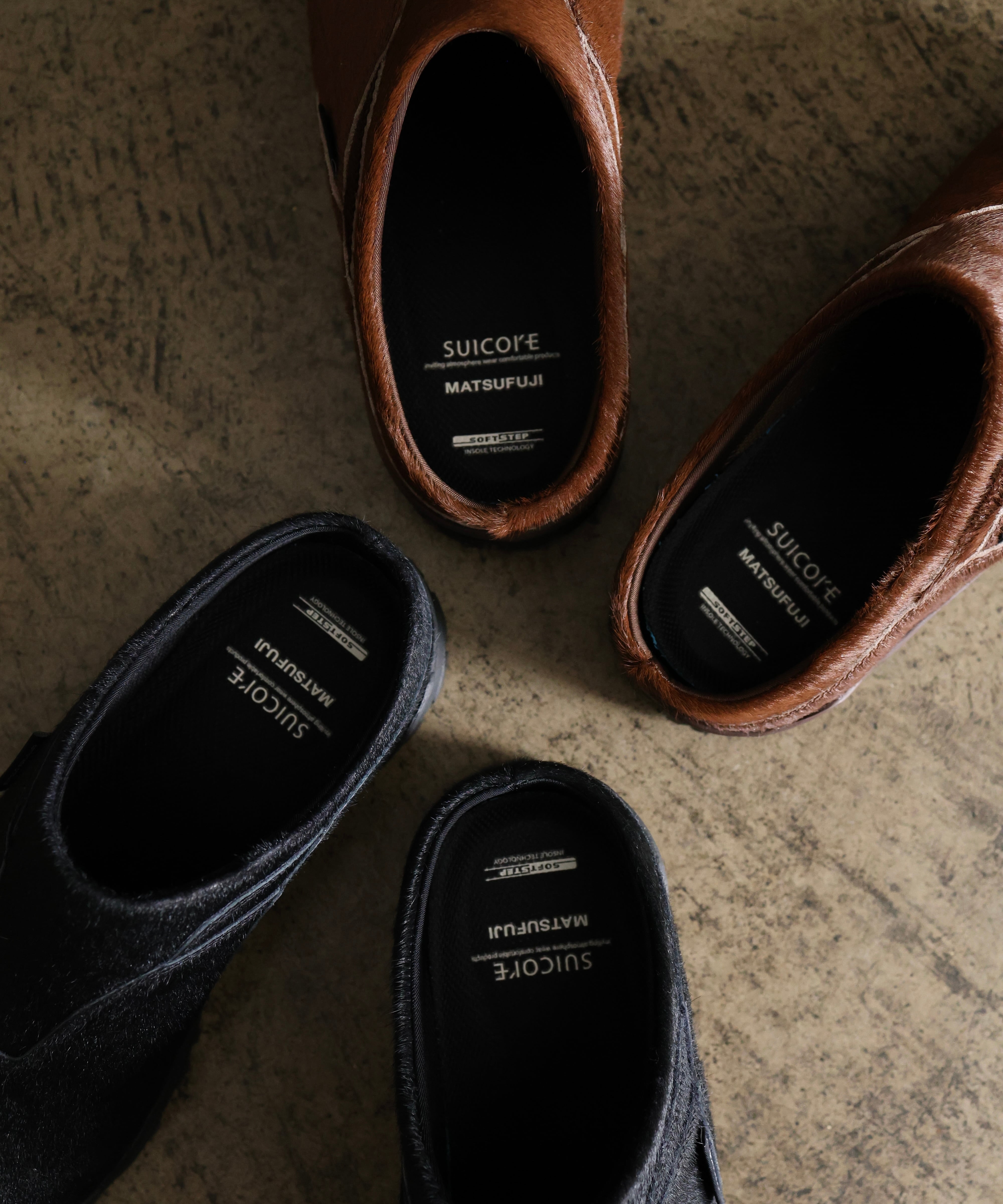 MATSUFUJI / M261-1101 / SUICOKE HAIR CALF MULE (SAND