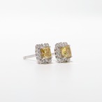 ファンシーディープブラウニッシュイエロー ダイヤモンド ピアス Pt900 / 0.563ct / DA 0.180ct
