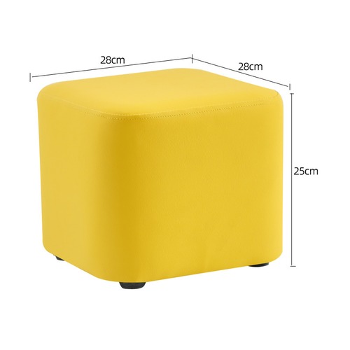 スツール ロータイプ 高さ25cm ミドリ キイロ 緑 黄色 正方形 四角 椅子 スクエア レザースツール ファッションソファスツール コーヒーテーブル 無垢材 ホーム 小さなスツール ロースツール レザースツール