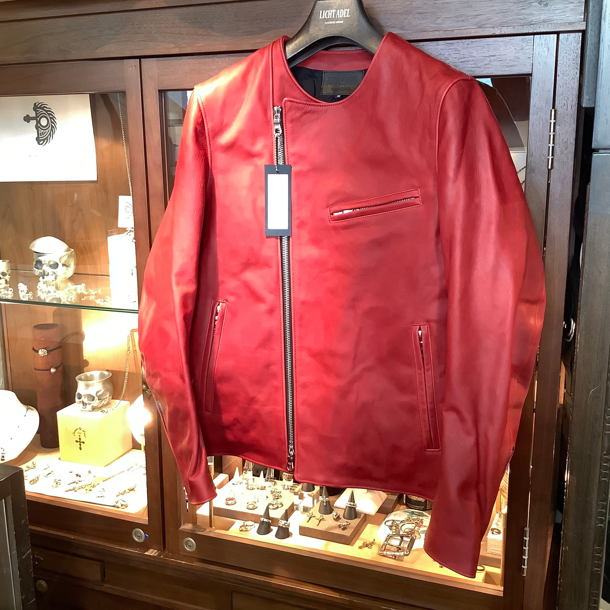 Licht Adel LW-JKT02 Collarless Double Jacket Red leather riders