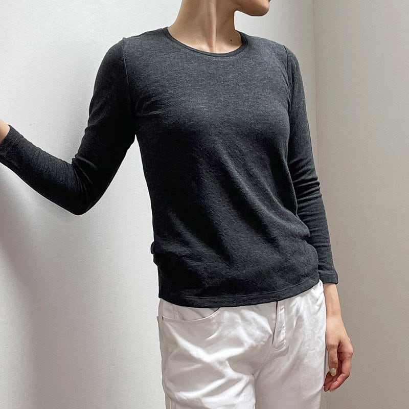 竹布 癒布(ゆふ)竹のラウンドネック