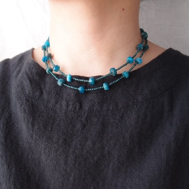 Blue Green Jade × Apatite Necklace／ブルーグリーンジェード