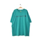 カーハート ロゴプリント オーバーサイズ Tシャツ メンズXL carhartt グリーン系 大きいサイズ ワーク アメカジ 古着 @BB0618