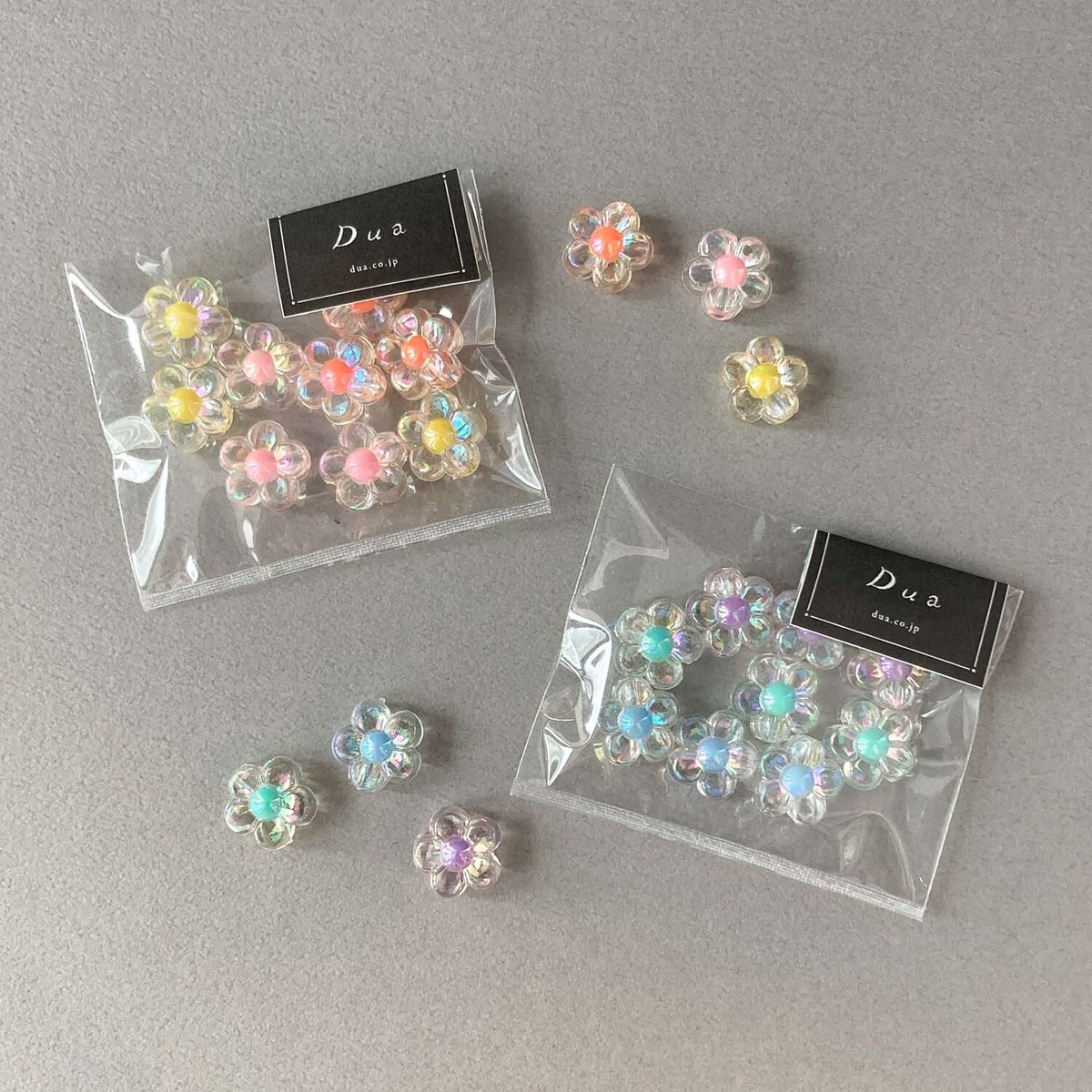 オーロラクリアパステルお花ビーズパック（9p） | Dua-アクセサリー 