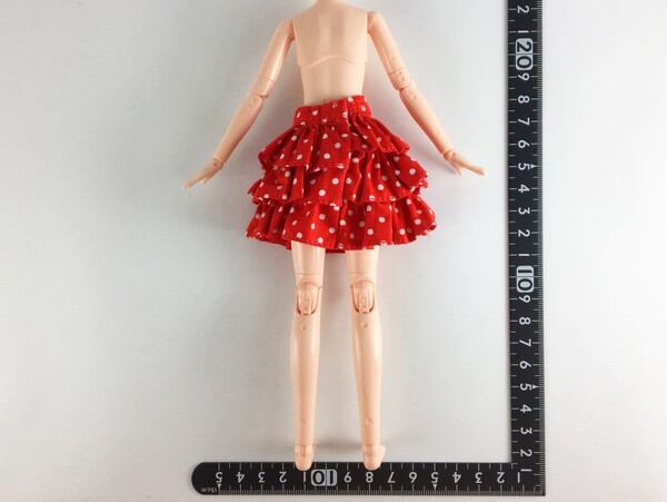 ドール服 1/6 女性用25 ティアードスカート 赤白ドット A-9 - 画像2