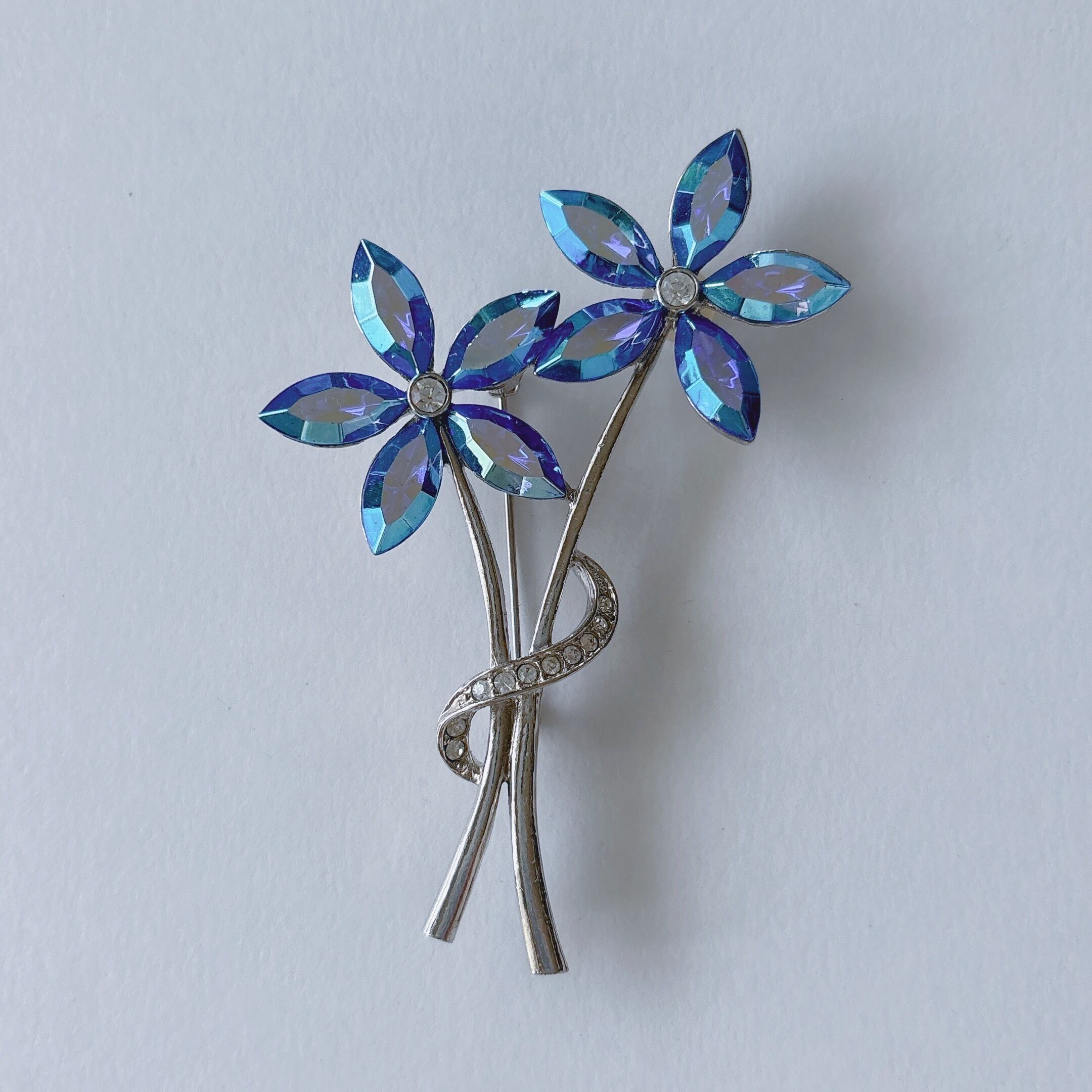 TRIFARI Vintage 50s - 60s silver tone leaves brooch ヴィンテージ
