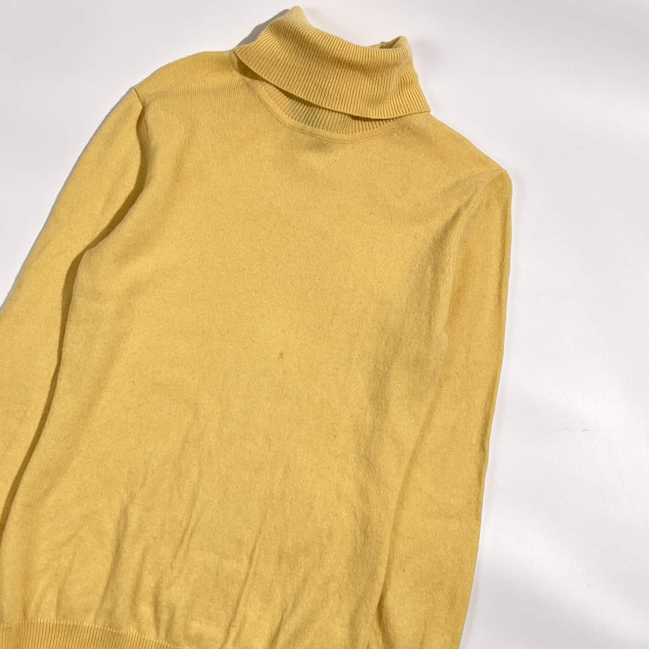 カシミヤ100% JR Takashimaya 高島屋 タートルネック ニット セーター M /イエロー レディース