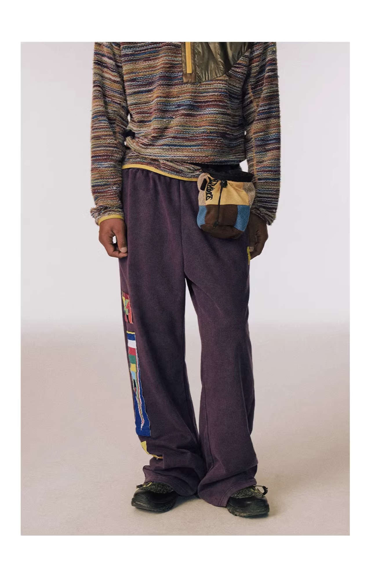 CONP Handmade Beaded Flag Flared Sweatpants