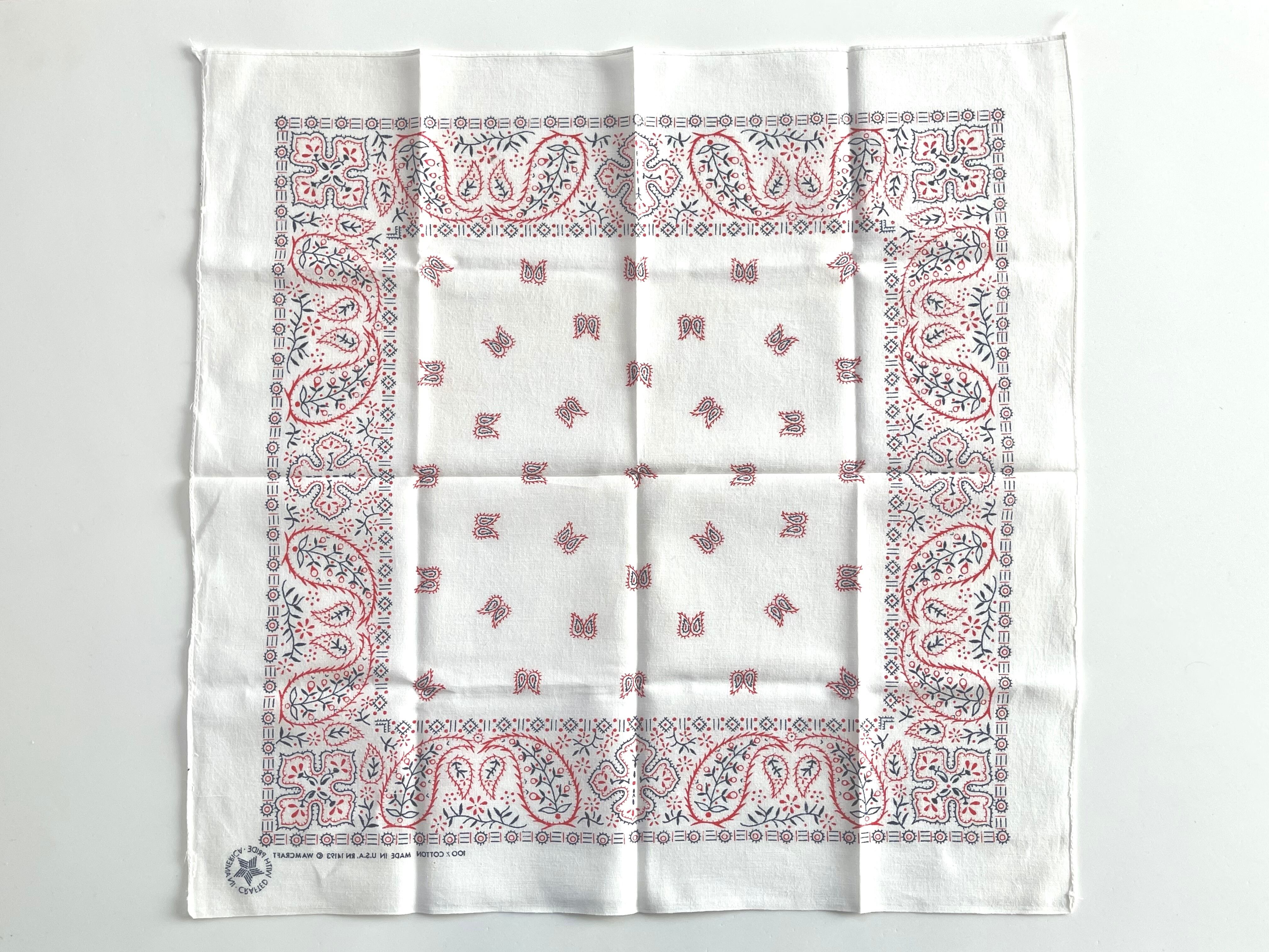 VINTAGE BANDANNA USA製 生成り白 トリコロール 2枚セット レアカラー】ホワイト！トリコロール！RN14193 ヴィンテージバンダナ