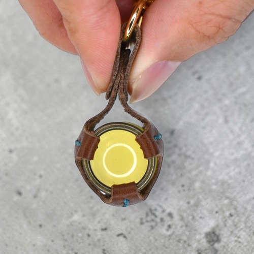 気分を明るく整える – 大粒レモンクォーツ×本革キーホルダー【送料無料】［P-046KH］