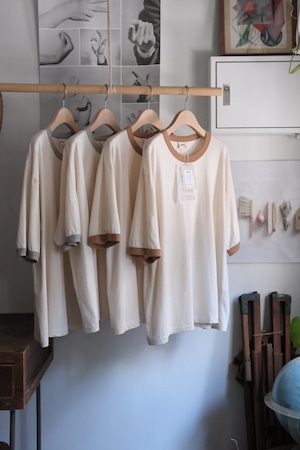 "new" "UNDYED" "S/S TRIM T-SHIRT" "SALLY FOX COLORED ORGANIC COTTON" "brown&gray"