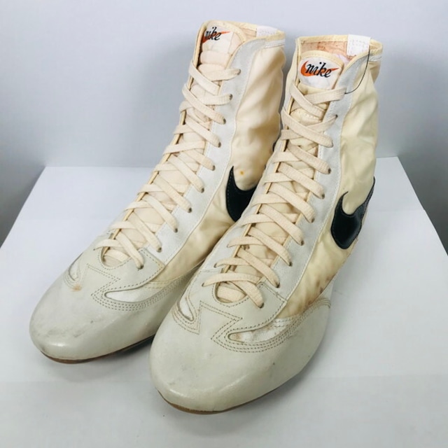 70's NIKE ナイキ GRECO グレコ レスリングシューズ ウェイン・ウェルズ 1972 ミュンヘンオリンピック ホワイト 白黒 筆記体 ハイカット 日本製 US12.5 希少 ヴィンテージ