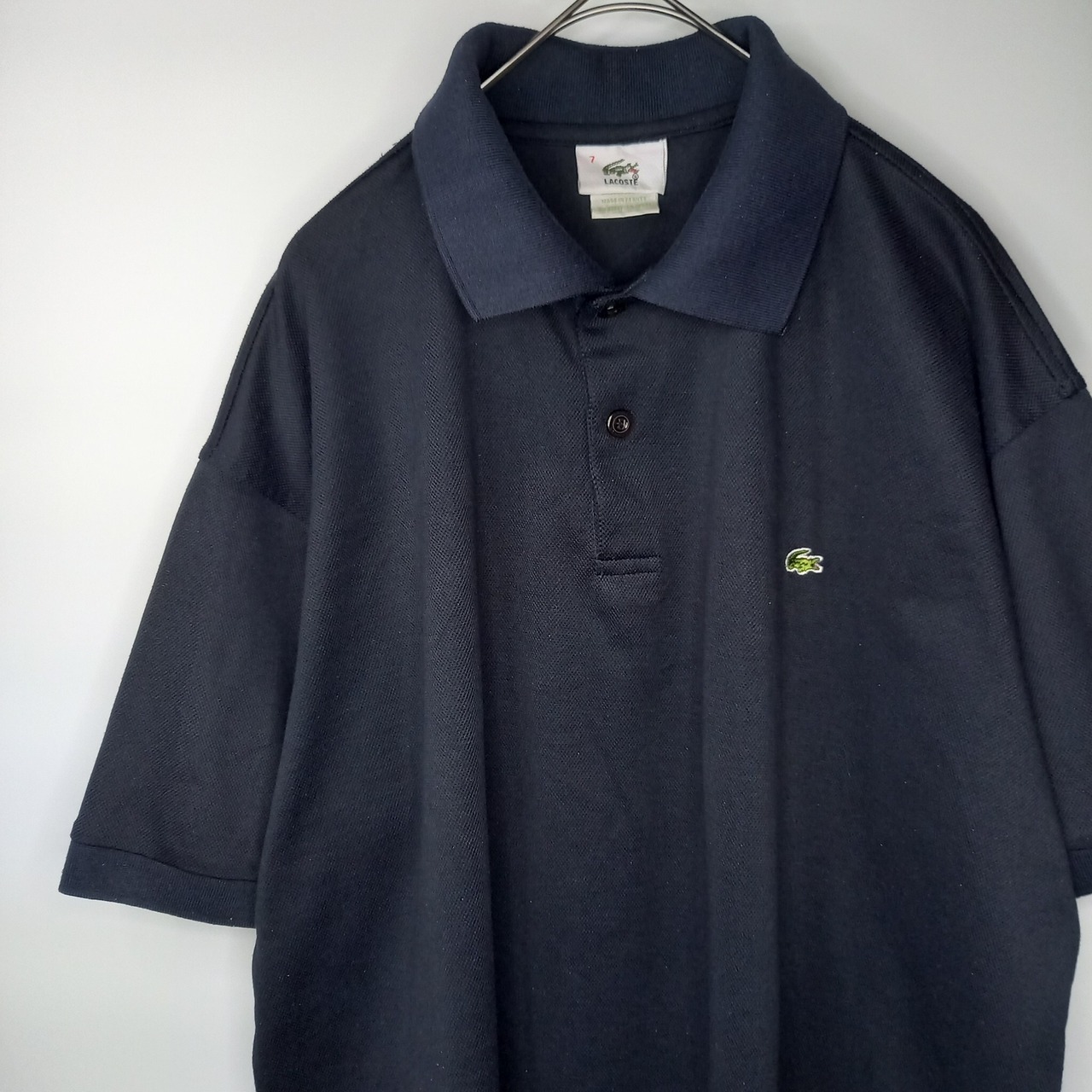90s　フレンチラコステ　半袖　ポロシャツ　刺繍ロゴ　シェルボタ　ユーロ古着
