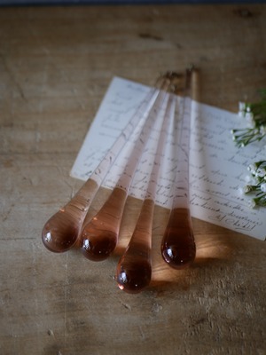 ピンクのシャンデリアパーツ　ロング　フランスアンティーク