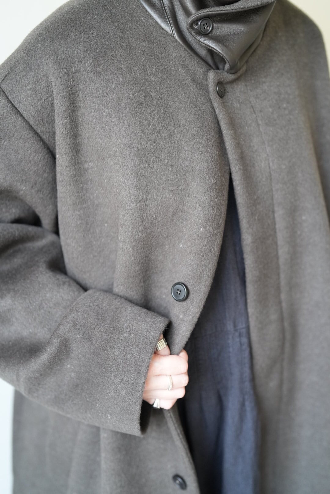 Cristaseya OVERSIZED COAT WITH LEATHER PATCH | TOMMY'S KURAMAE