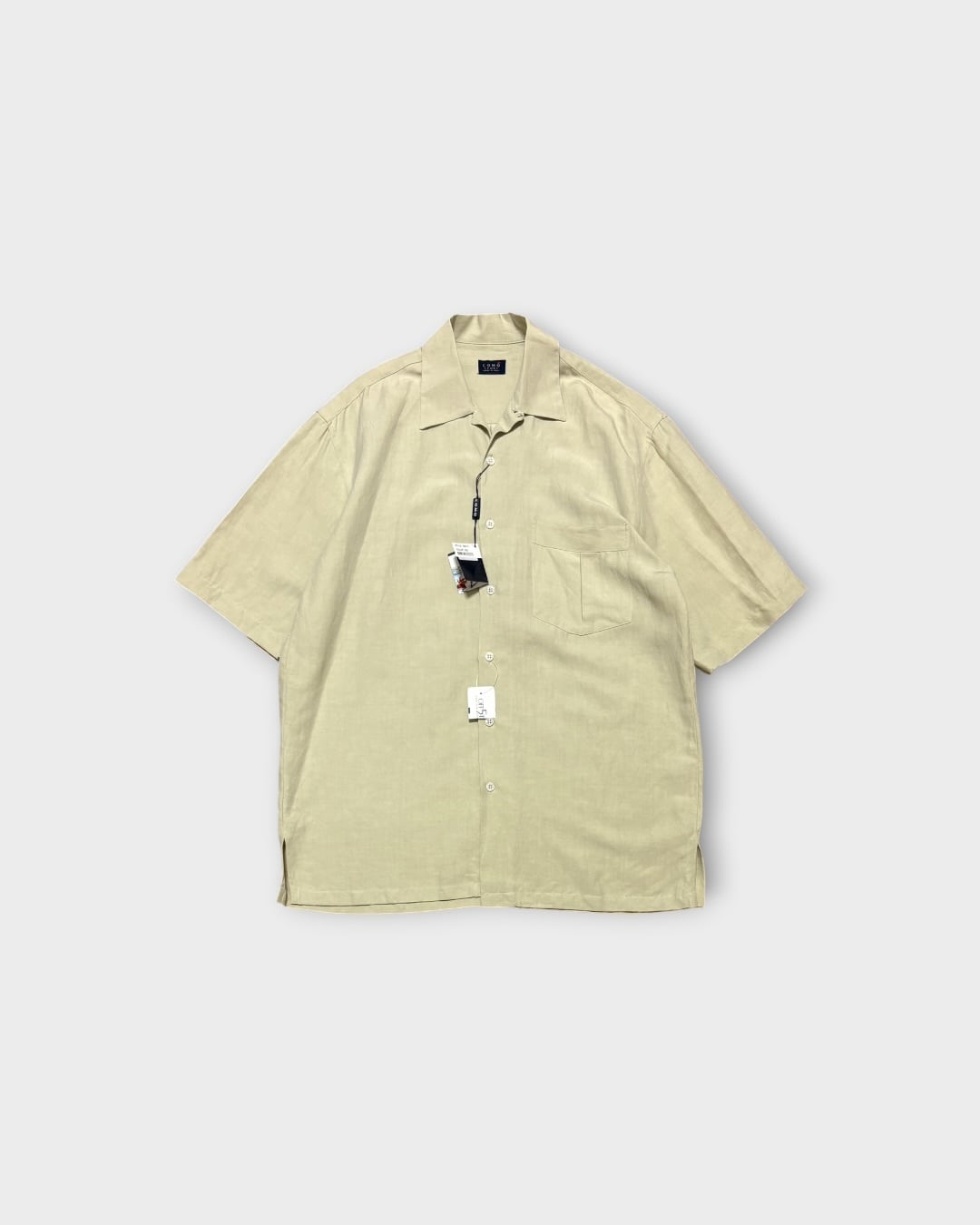【Used】“COMO SPORT” Silk Linen Open Collar Shirt MADE IN ITALY DEAD STOCK