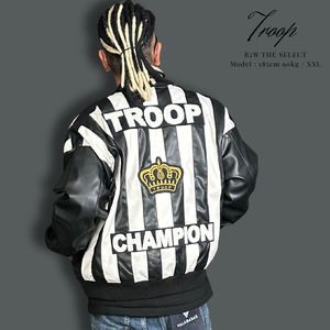 TROOP「"Champion" Leather Jacket Black×White」