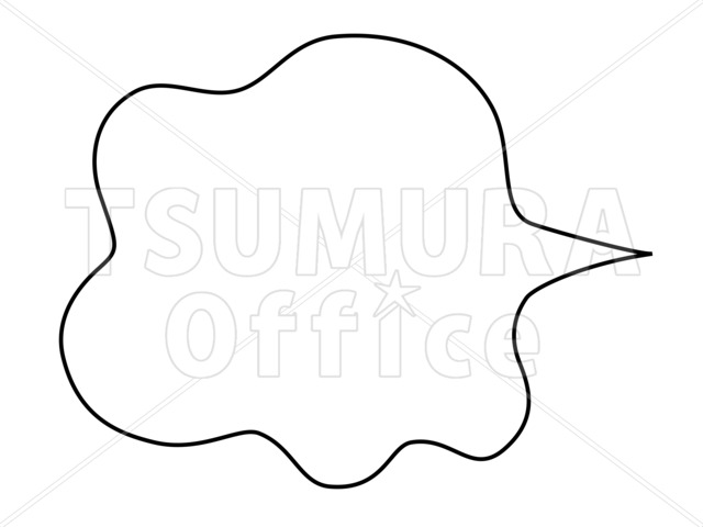 ふきだし雲型右真ん中（背景透明）