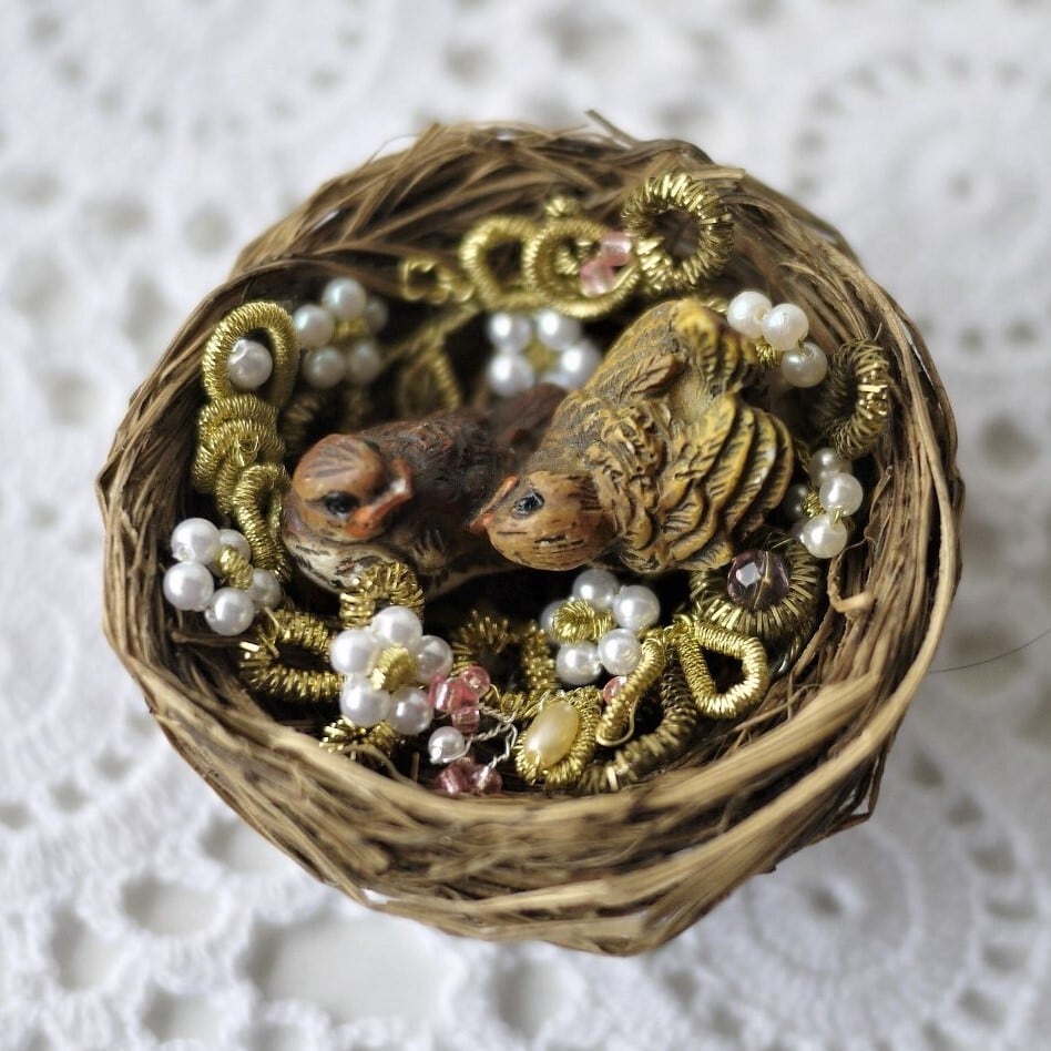 2羽の小鳥 鳥の巣オーナメント ドイツ