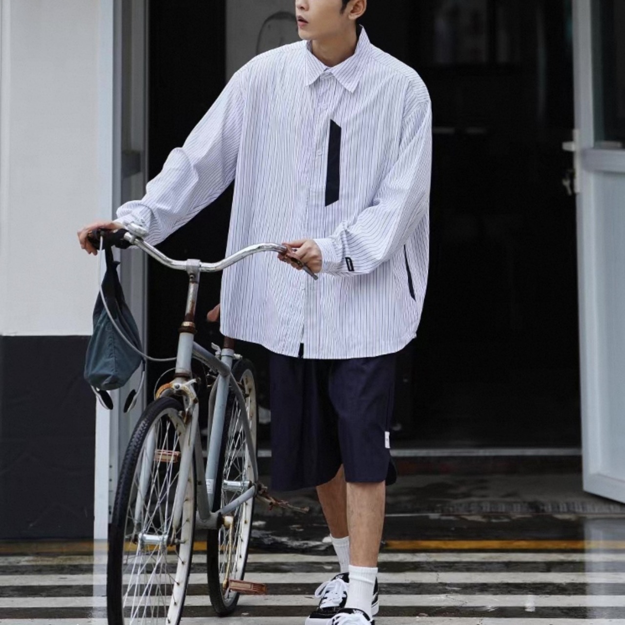 Stripe design casual shirt 1338 - 6