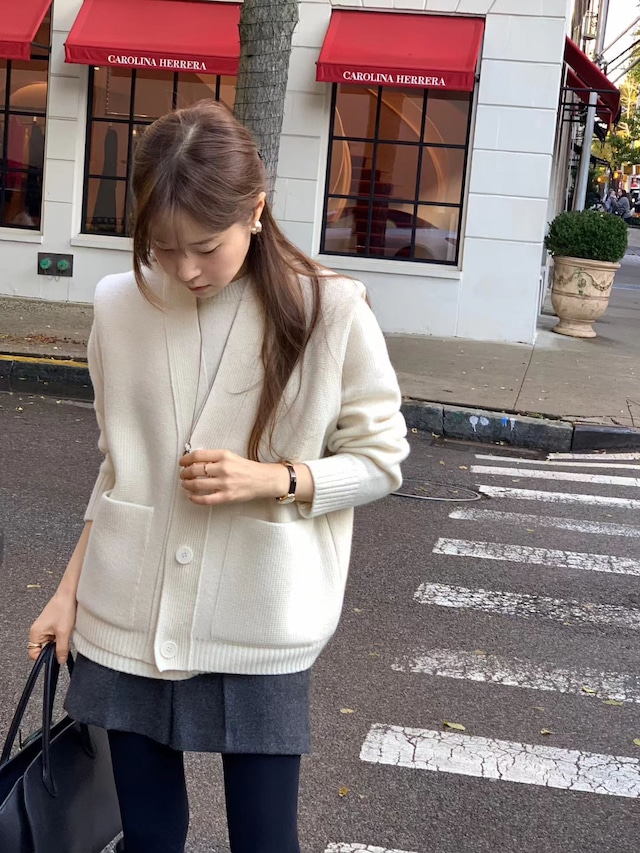 (予約) ounce / Pocket knit vest cardigan 2color