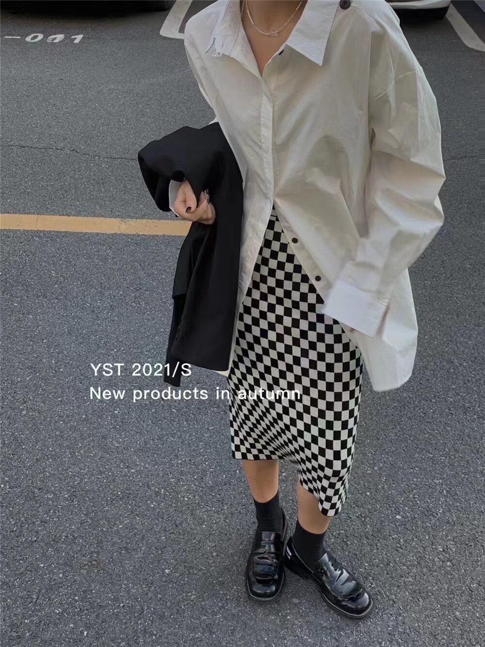 ブロックチェックタイトスカート　AJ11352-9212