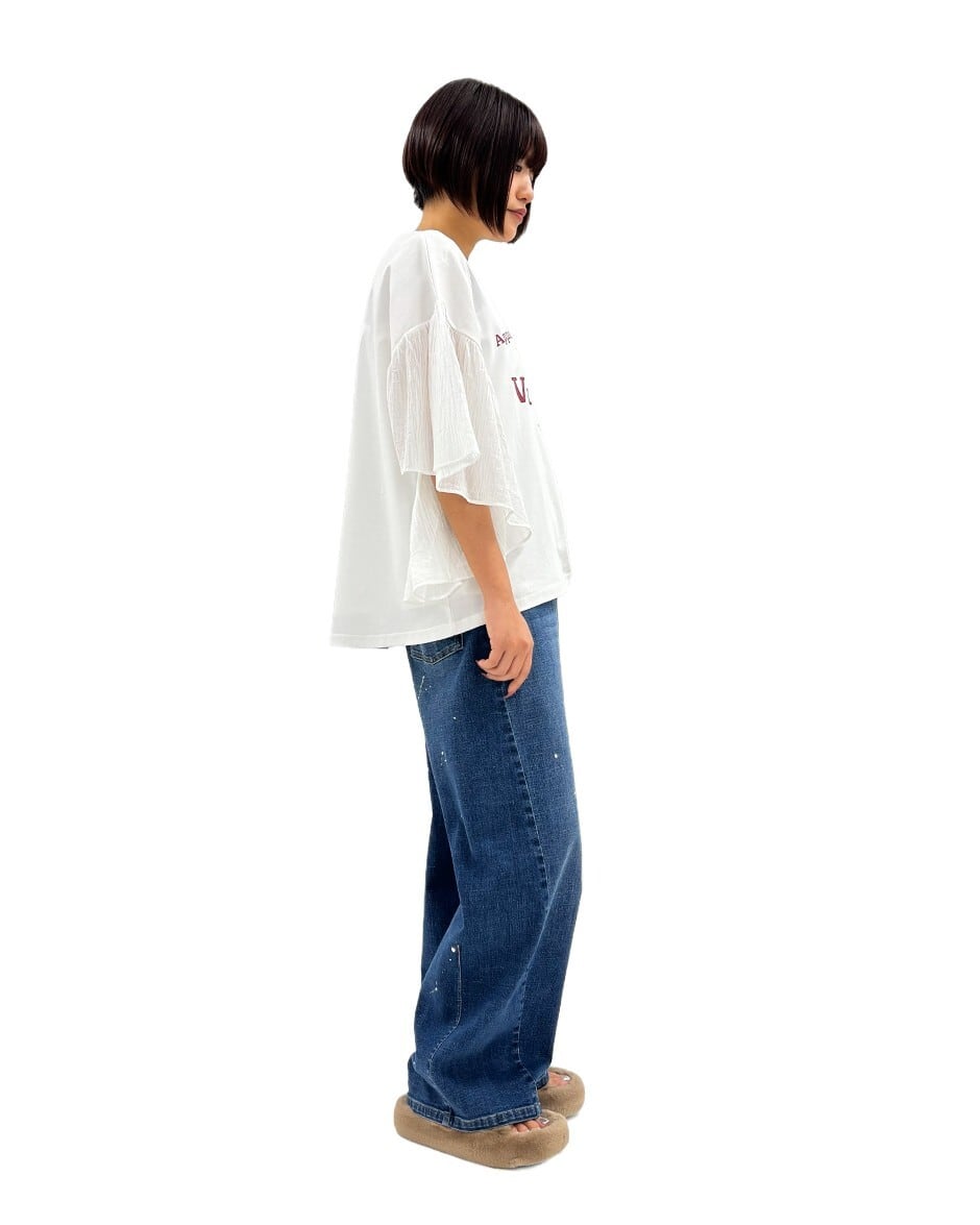 ⭐人気⭐【ayane】ペイント加工バレルレッグパンツ 875815 826543