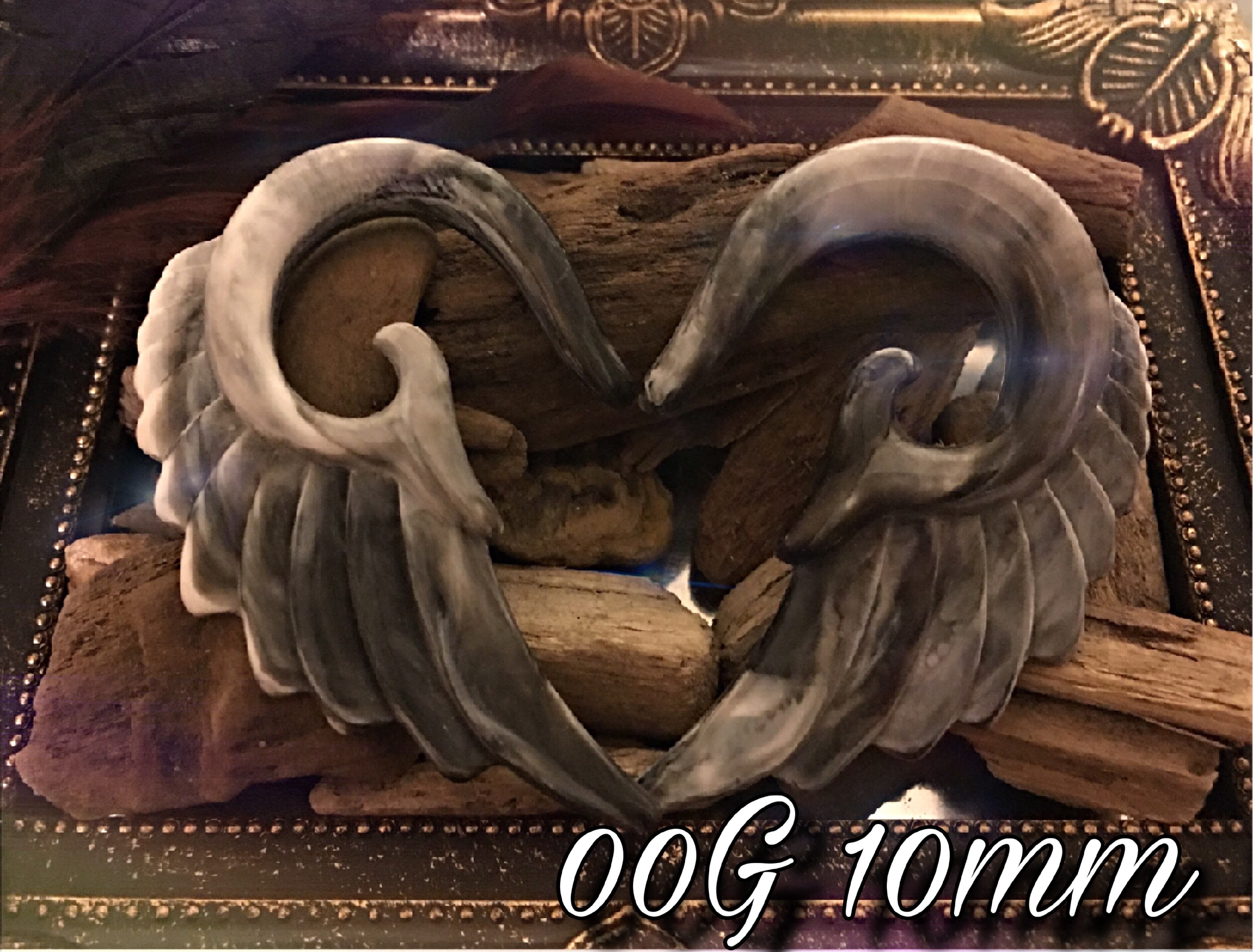 00G 10mm 1pc マーブル 大理石 ウィング 羽根 ピアス アクリル フック ハンガーピアス