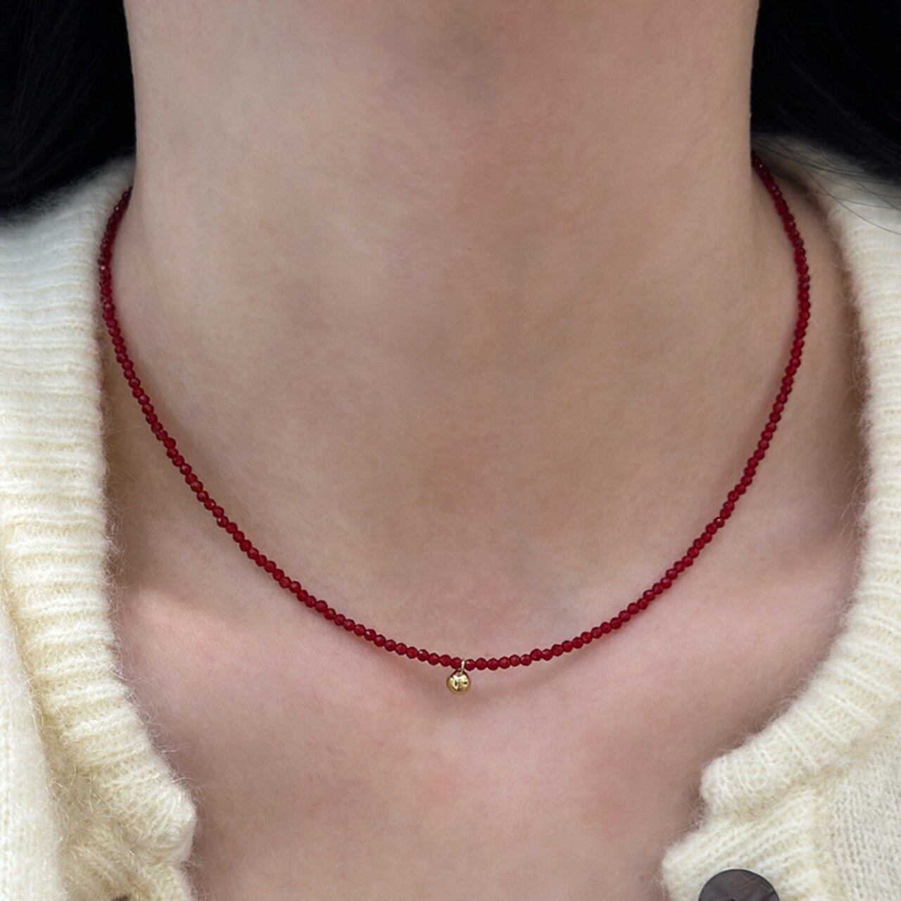 DEMIレトロ赤のオニキスネックレス