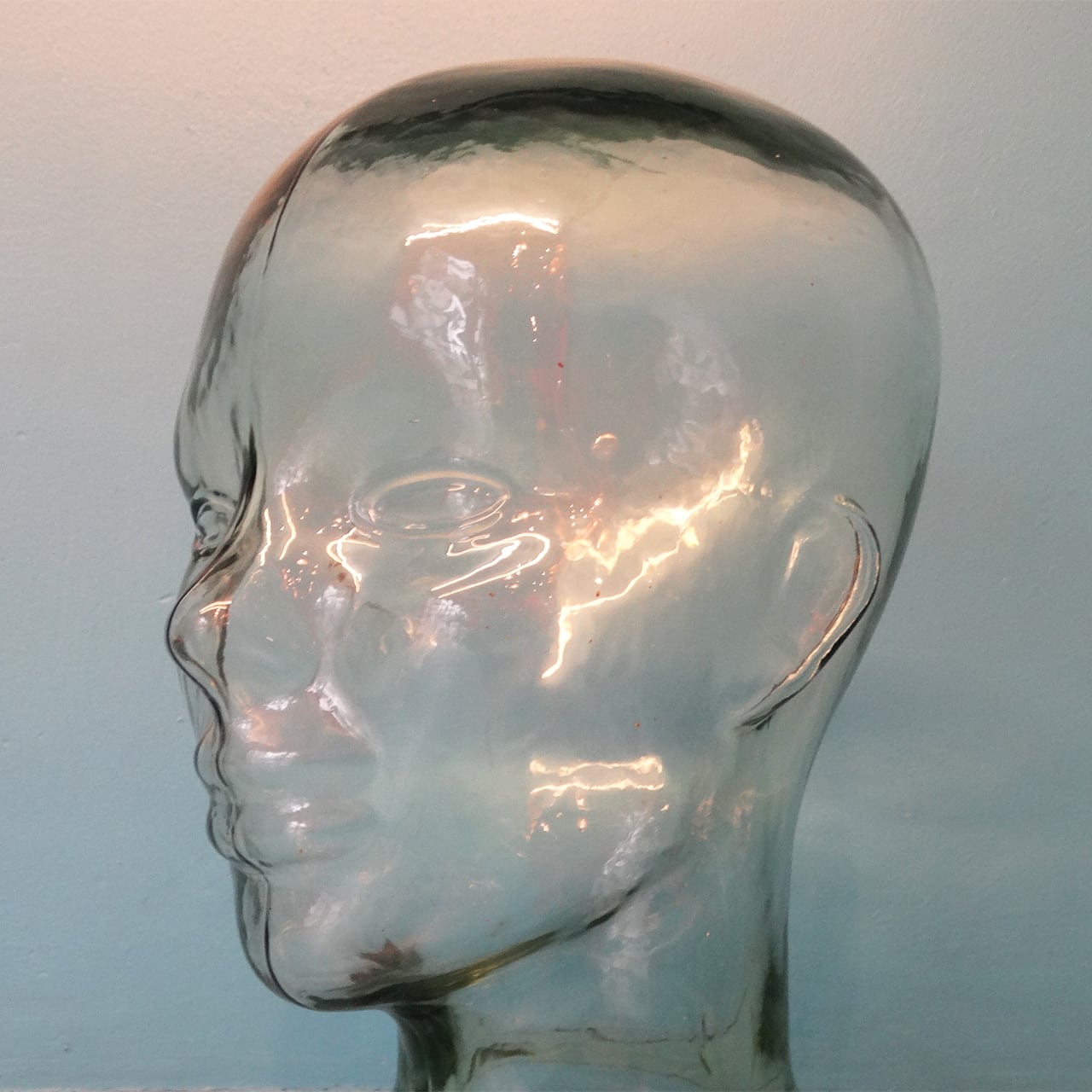 Vintage clear glass head mannequin | PANIC ART MARKET