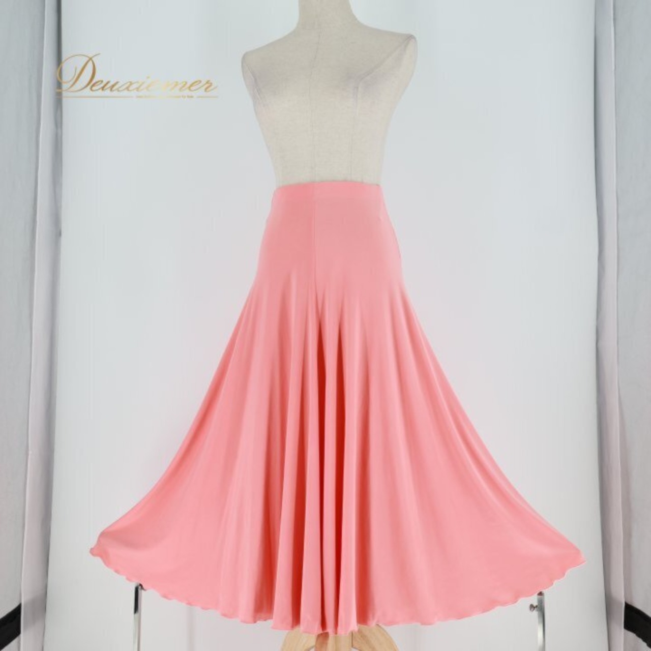 社交ダンス 衣装 スカート ピンク系 ジャンティ gentil 無地 シンプル 練習 レッスン 伸縮 ストレッチ 明るい かわいい 上品 ダンス衣装 イベント ステージ パーティー 柔らかい生地