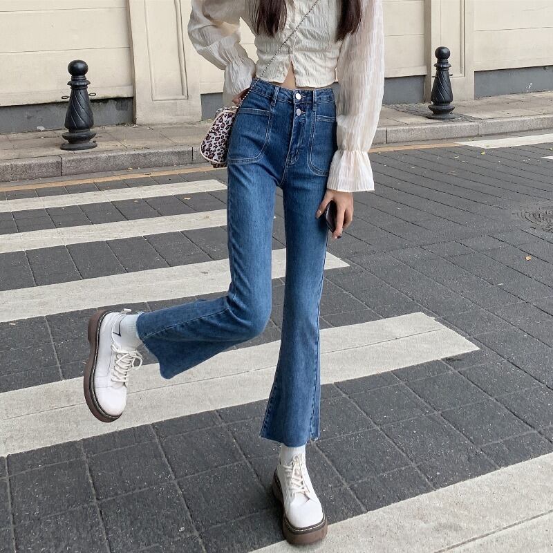 スキニージーンズ オータムレッドハイウェストウェストパンツ 秋物 YY-ファッション96504558244