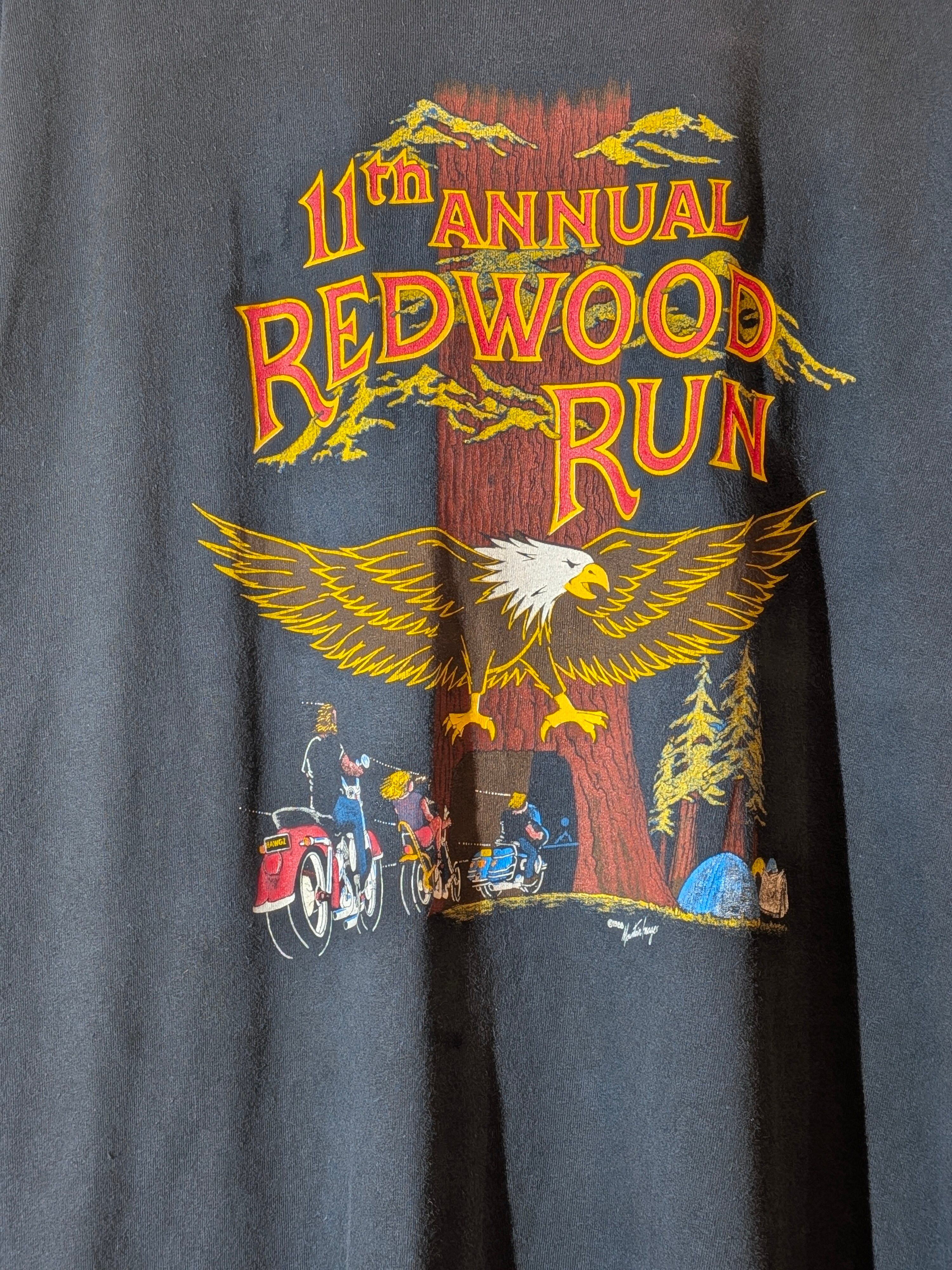 80s】HARLEY-DAVIDSON REDWOOD RUN 両面プリント Tシャツ USA製 XL