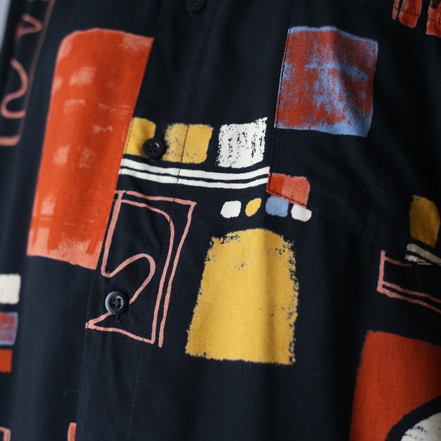 good coloring art full pattern over silhouette s/s shirt