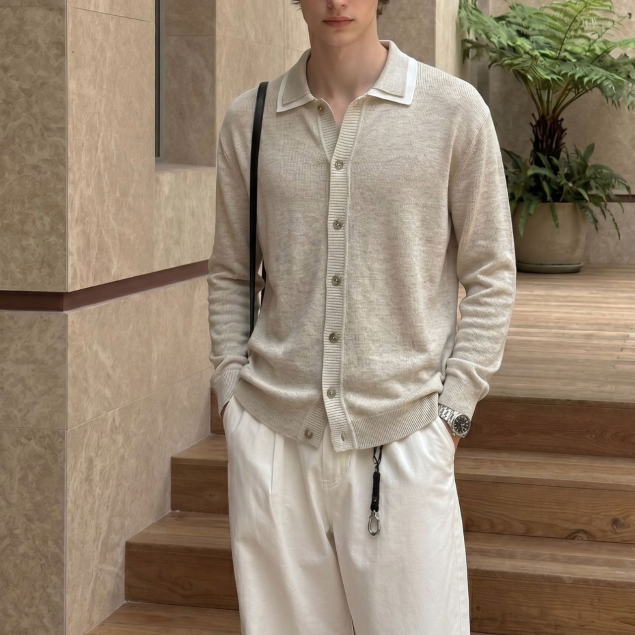 Contrast Collar Relaxed Cardigan TB2555・画像10