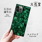 iPhoneケース エメラルド 5月誕生石｜天然石柄スクエア型 GEM037