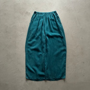 -FLAX- plain color easy linen pants Turquoise blue