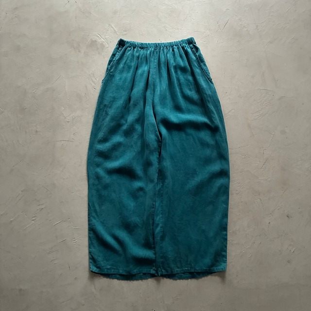 -FLAX- plain color easy linen pants Turquoise blue
