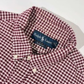 Ralph Lauren ラルフローレン SLIM FIT チェック BD ボタンダウン オックスフォード 長袖シャツ L/レッド系 メンズ