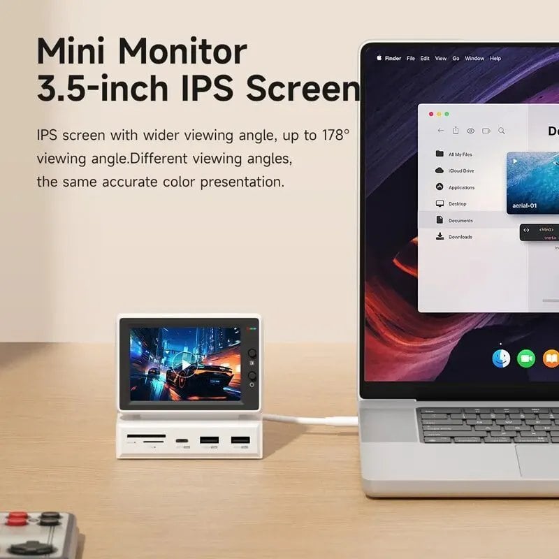 ハギビス 3.5型 IPS ミニモニター AIDA64対応 PC情報表示 USBハブ内蔵
