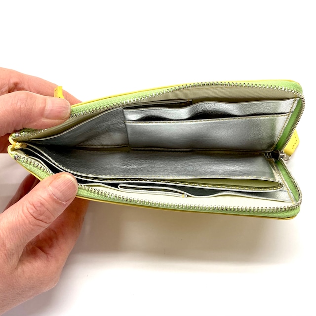 【SRK01SP】　1万円札が折らずに入る最少サイズの長財布「L字束入」　（イエロー系）